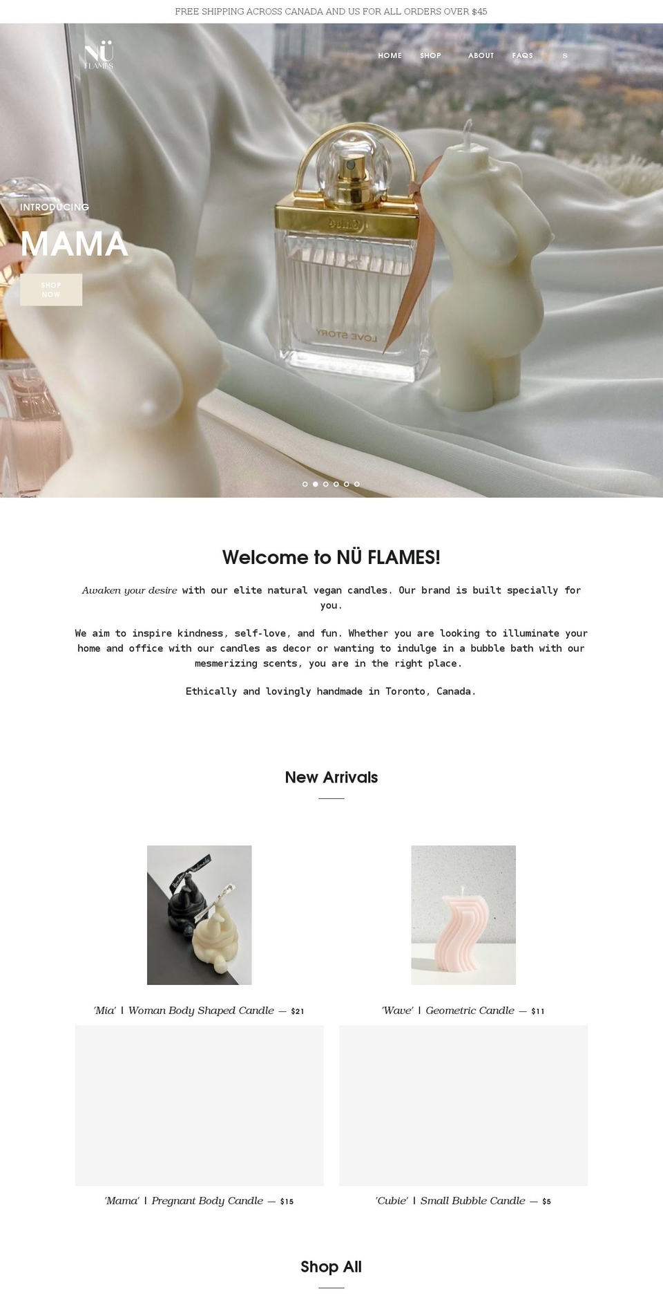 nuflames.com shopify website screenshot