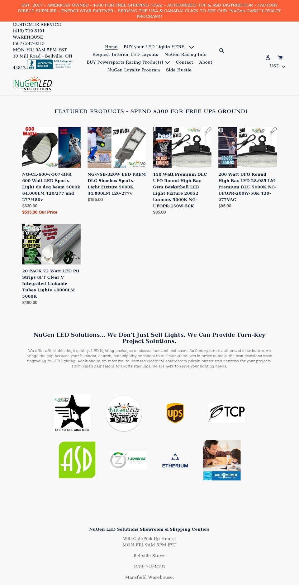 nugenled.com shopify website screenshot