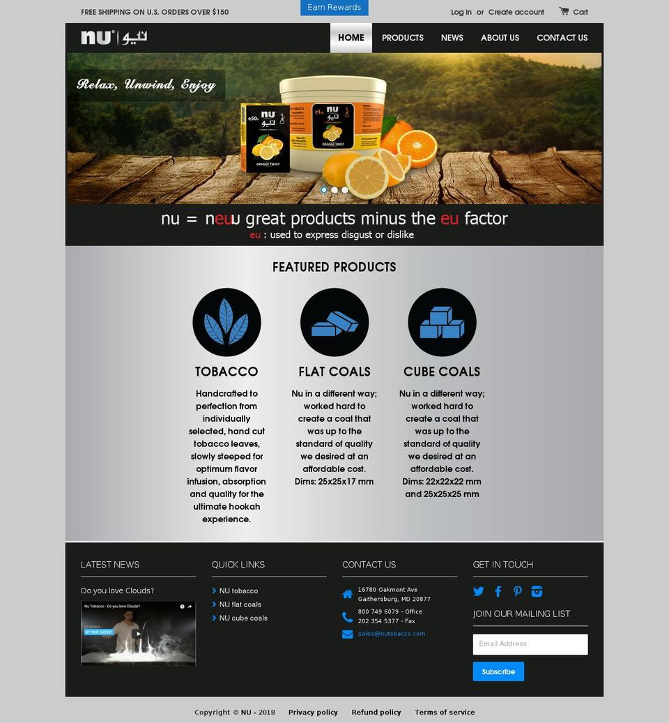 nuhookah.net shopify website screenshot