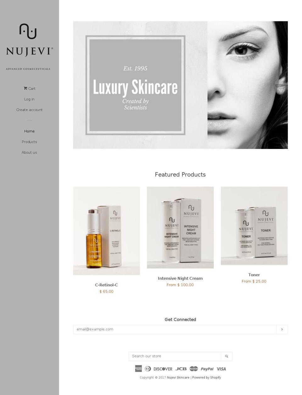 nujevi.com shopify website screenshot