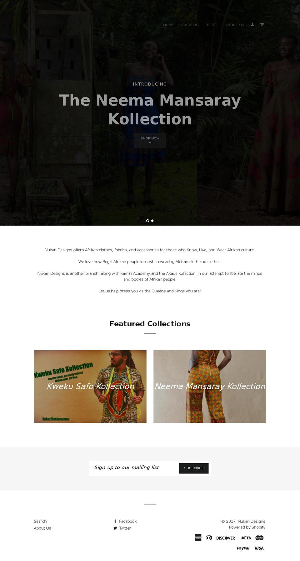 nukaridesigns.com shopify website screenshot