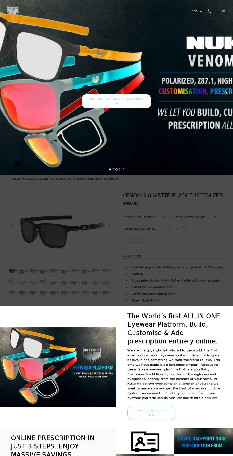 nukeoptics.com shopify website screenshot