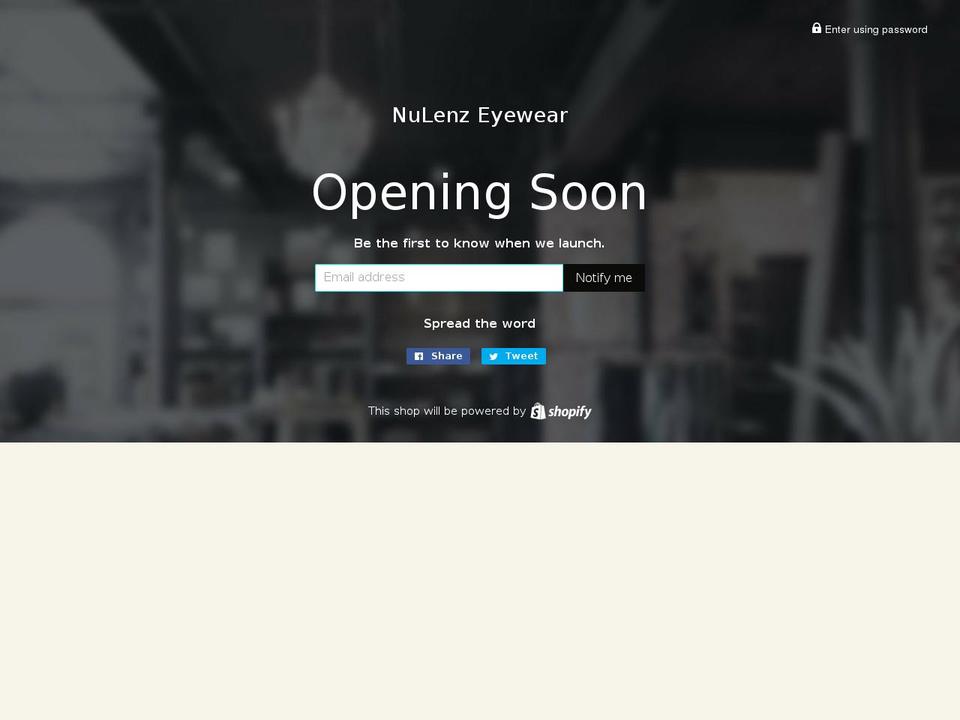 nulenzeyewear.com — Shopify storefront screenshot