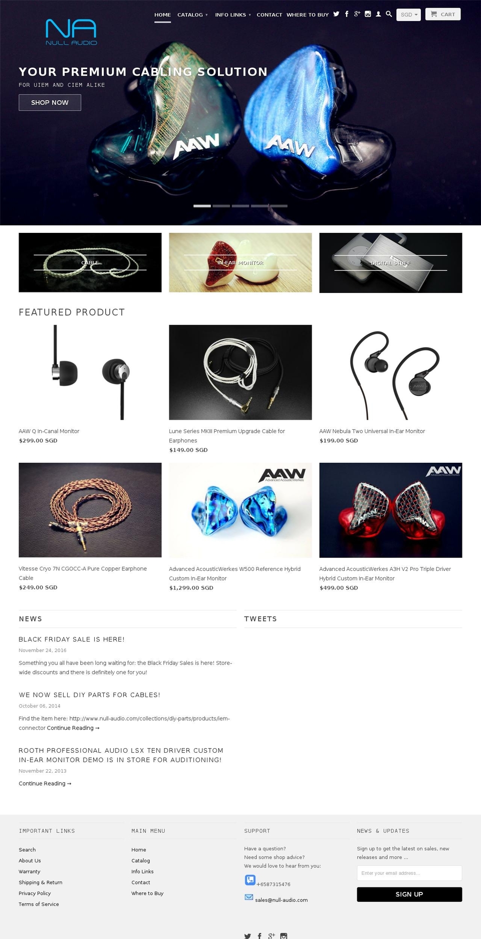null-audio.com shopify website screenshot