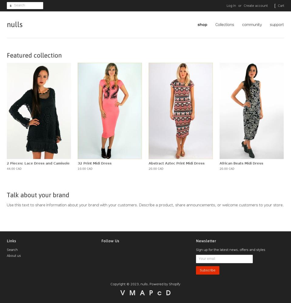 nulls.myshopify.com shopify website screenshot