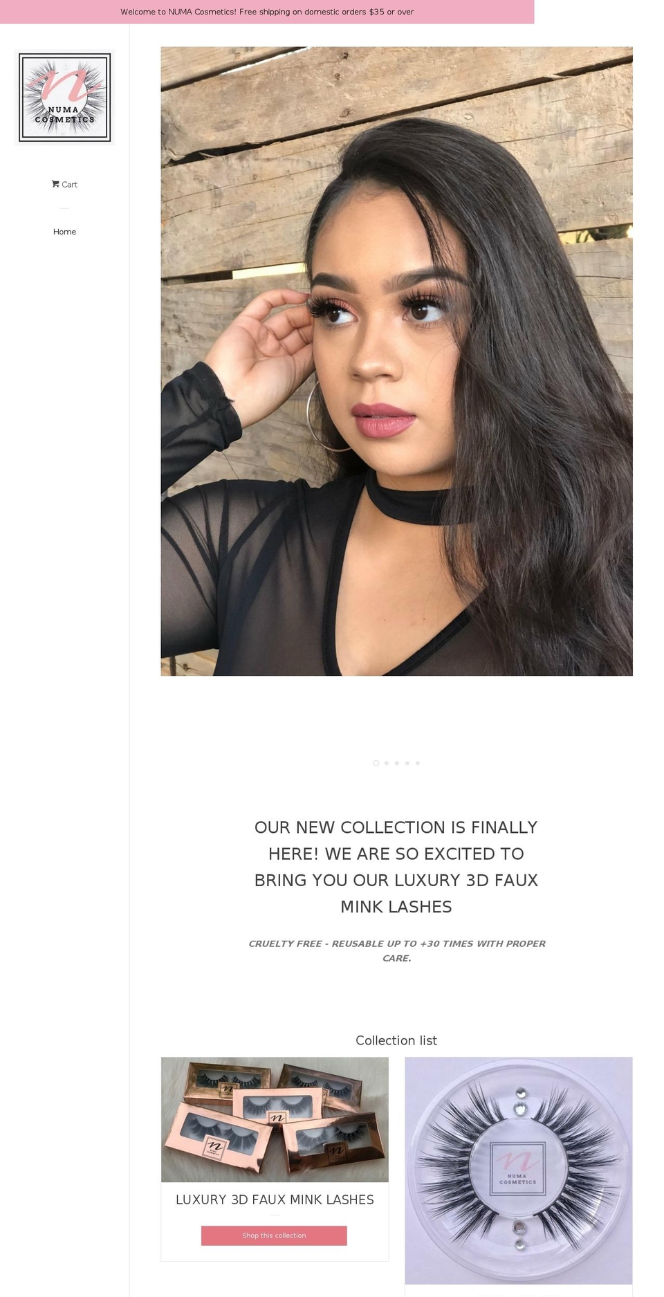 numacosmetics.com — Shopify storefront screenshot