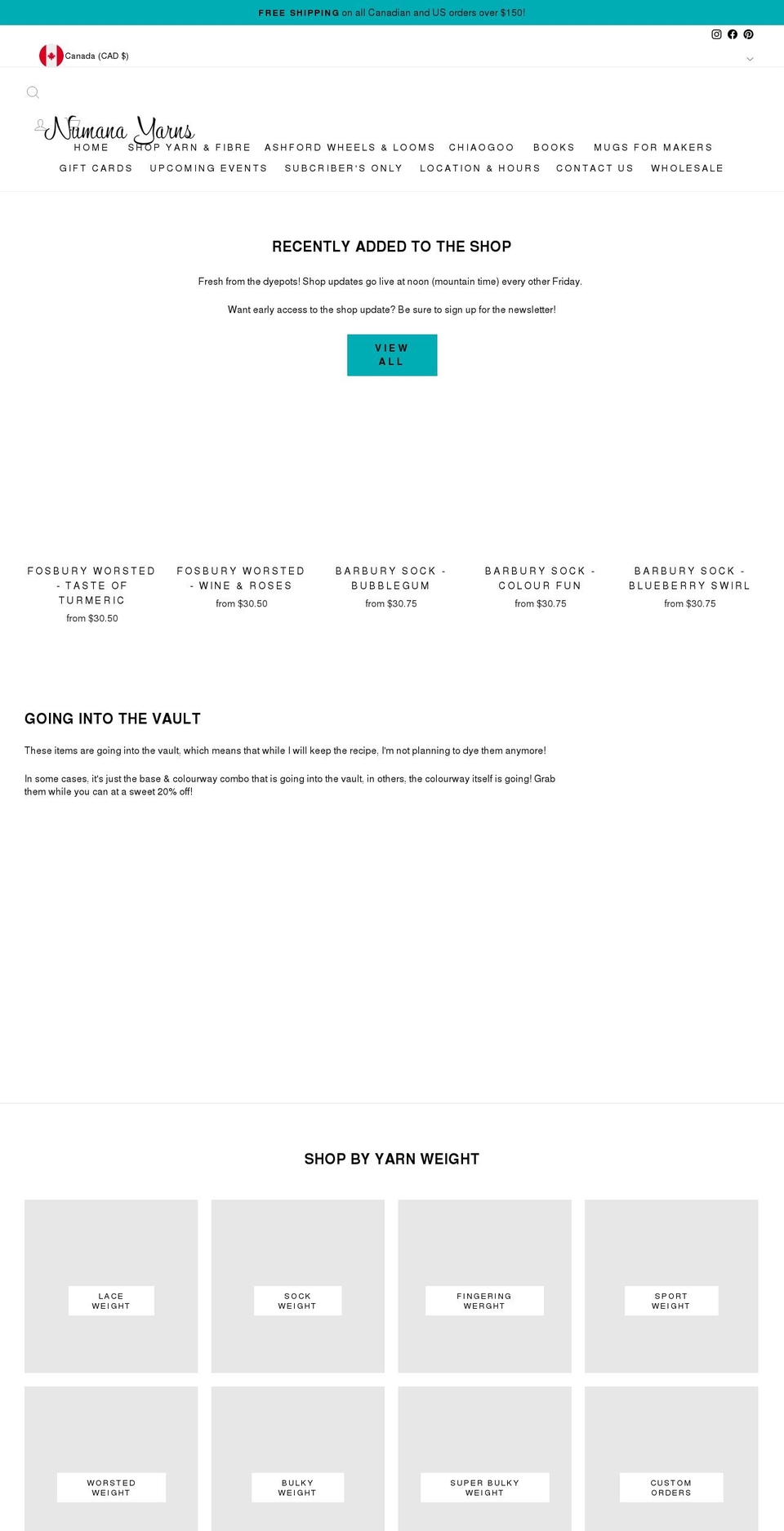 numanayarns.com shopify website screenshot