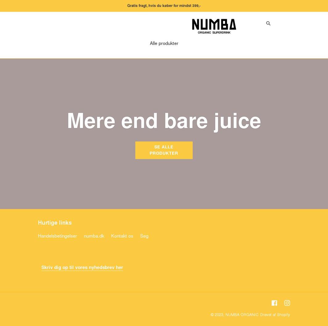 numba-organic.myshopify.com shopify website screenshot