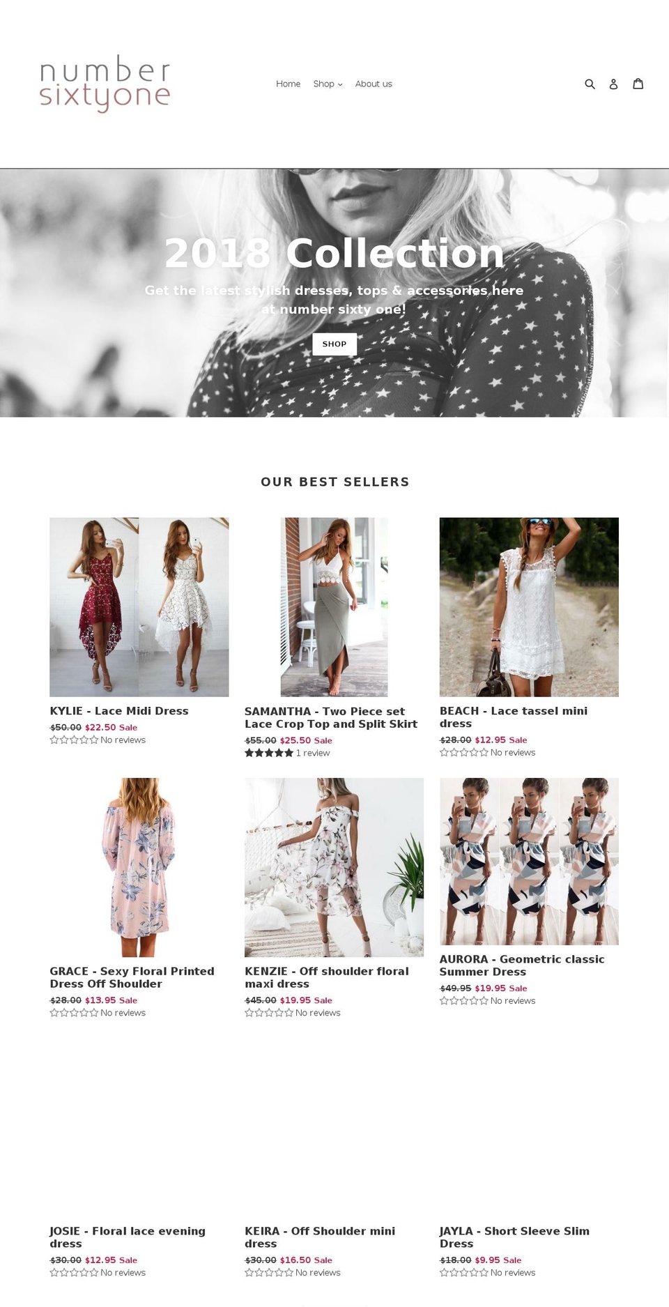 numbersixtyone.com shopify website screenshot