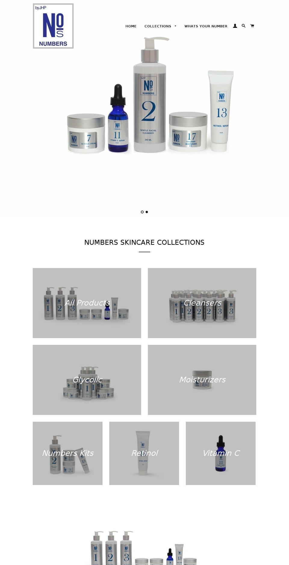 numbersskincare.com — Shopify storefront screenshot