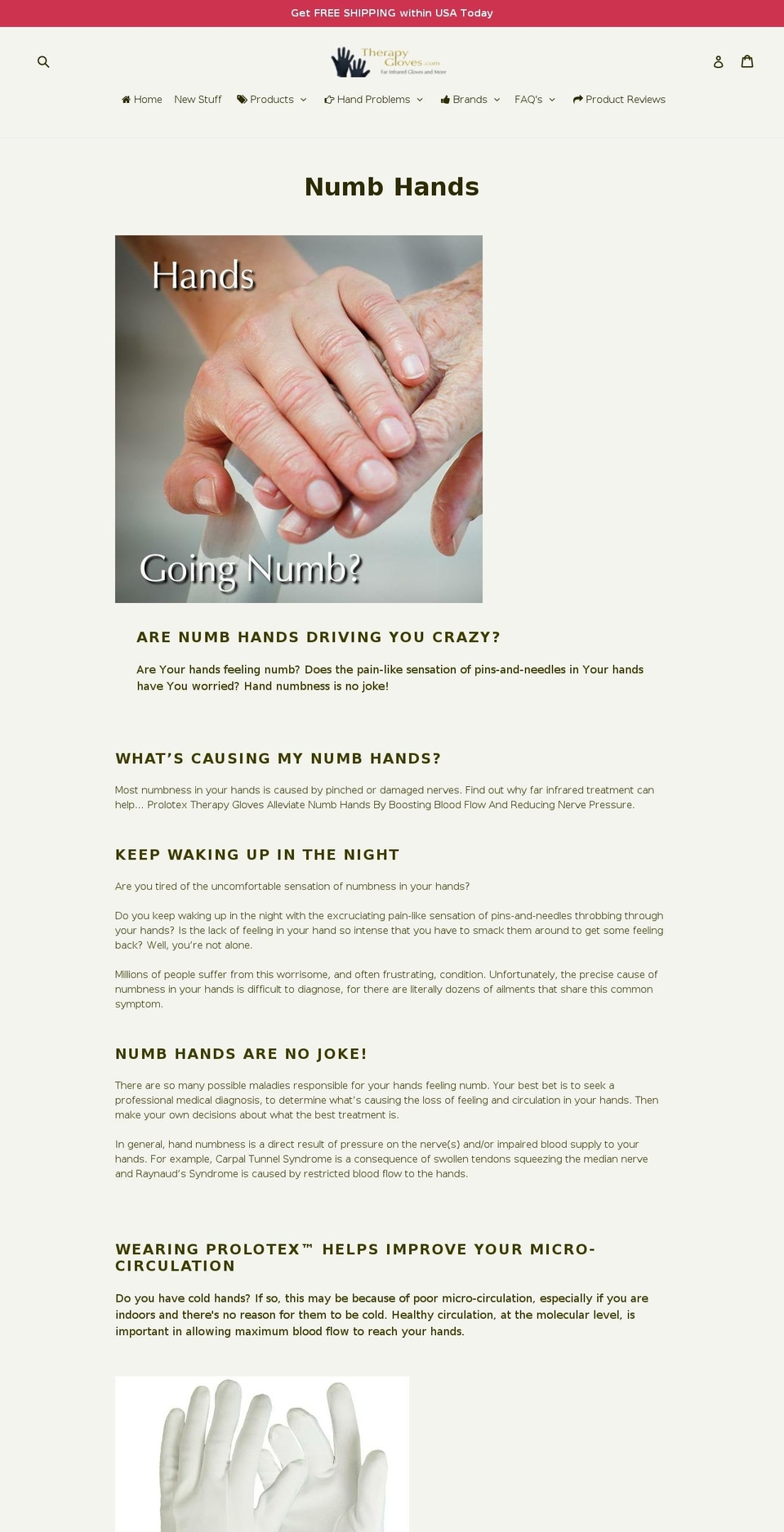 numbhands.org shopify website screenshot