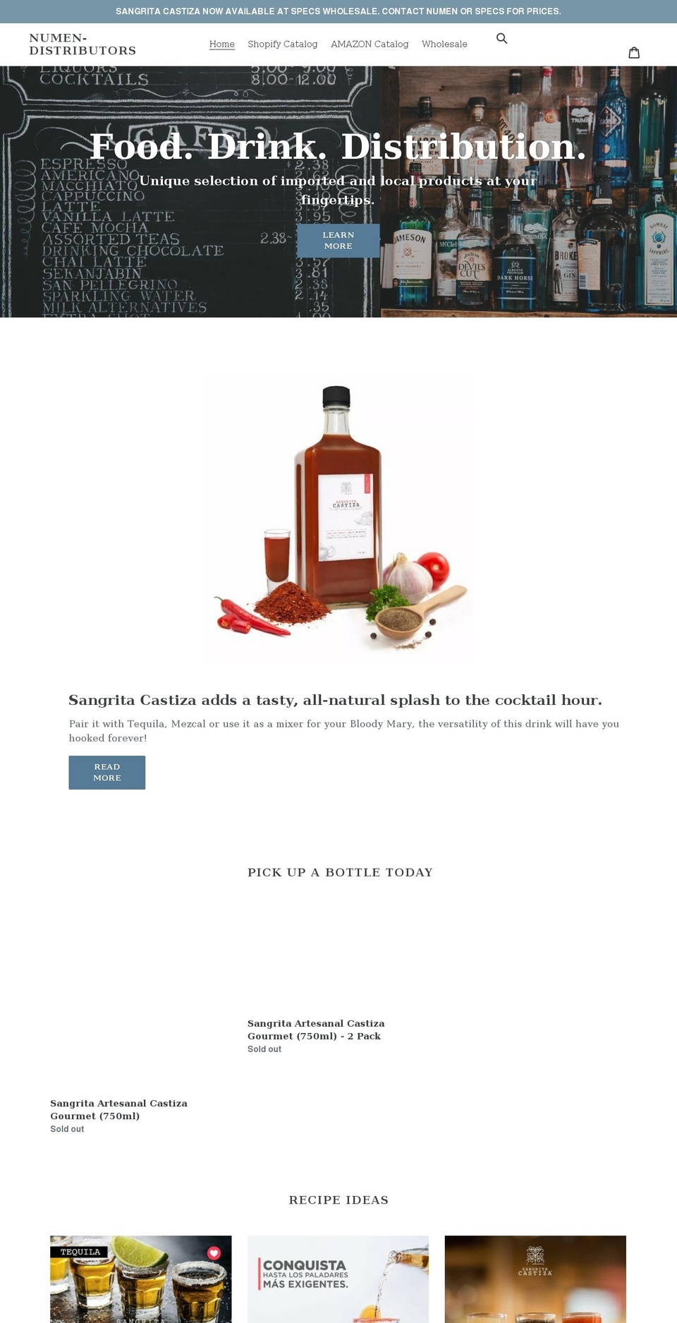 numen-distributors.com shopify website screenshot