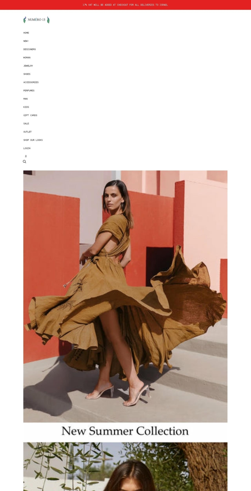 numero13tlv.com shopify website screenshot