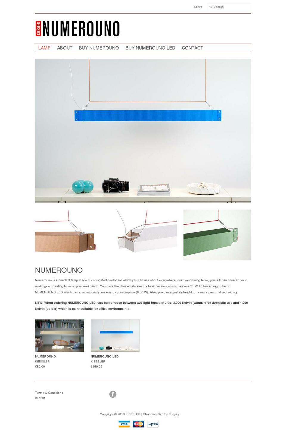 numerounolamp.com shopify website screenshot