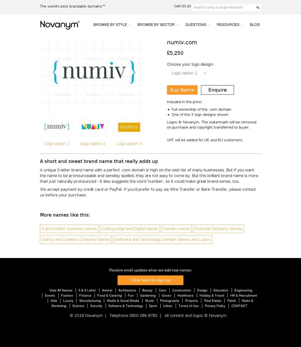 numiv.com — Shopify storefront screenshot