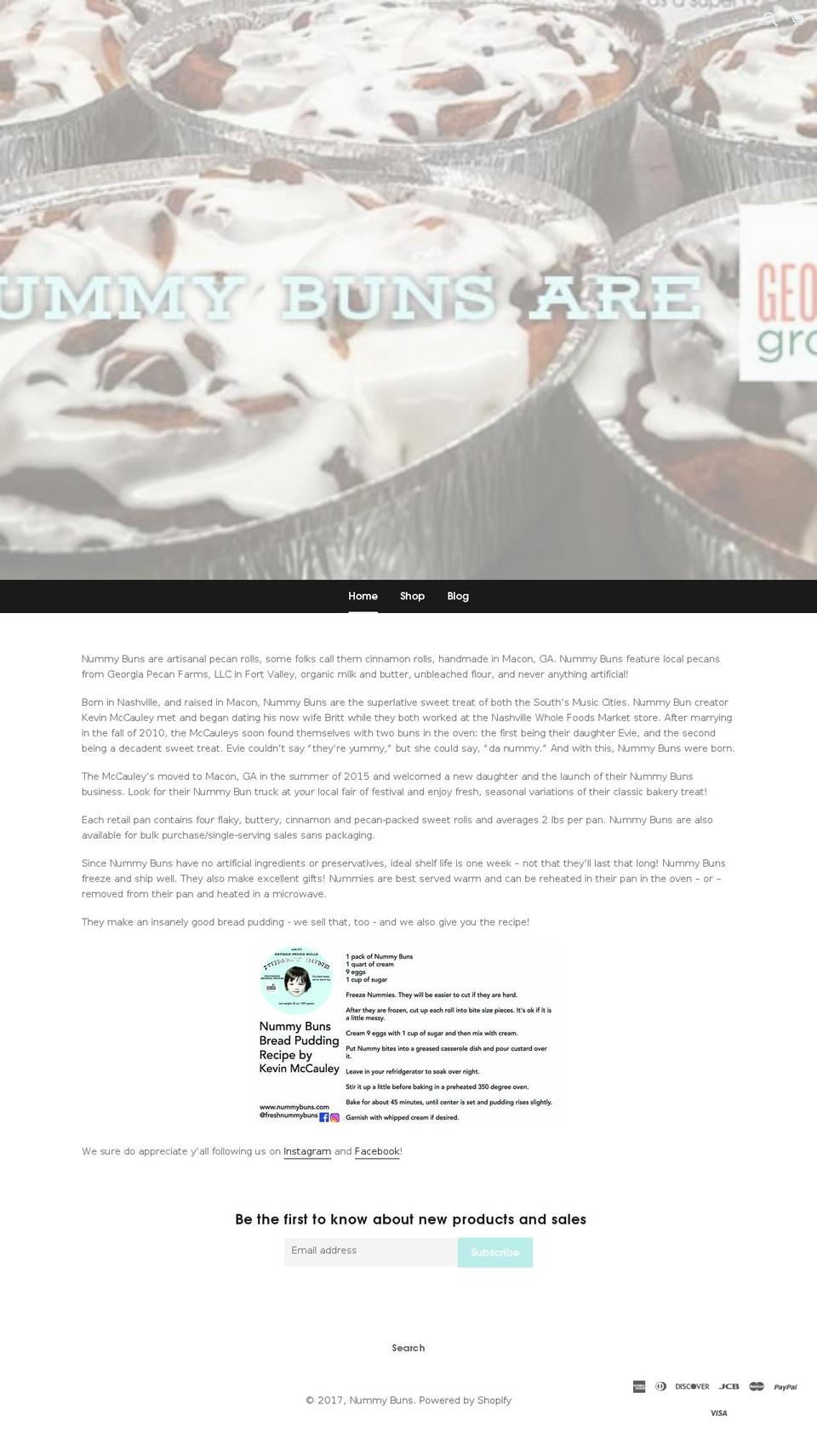 nummybuns.com shopify website screenshot