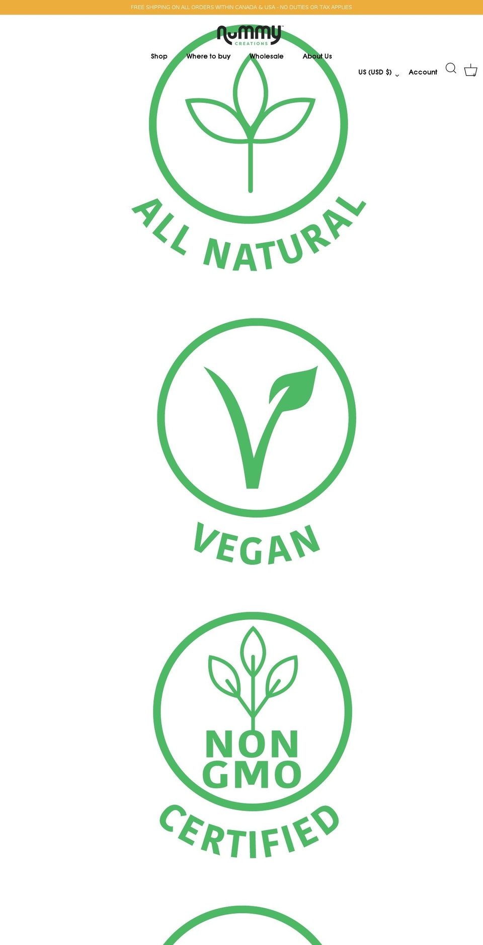 nummycreations.com shopify website screenshot