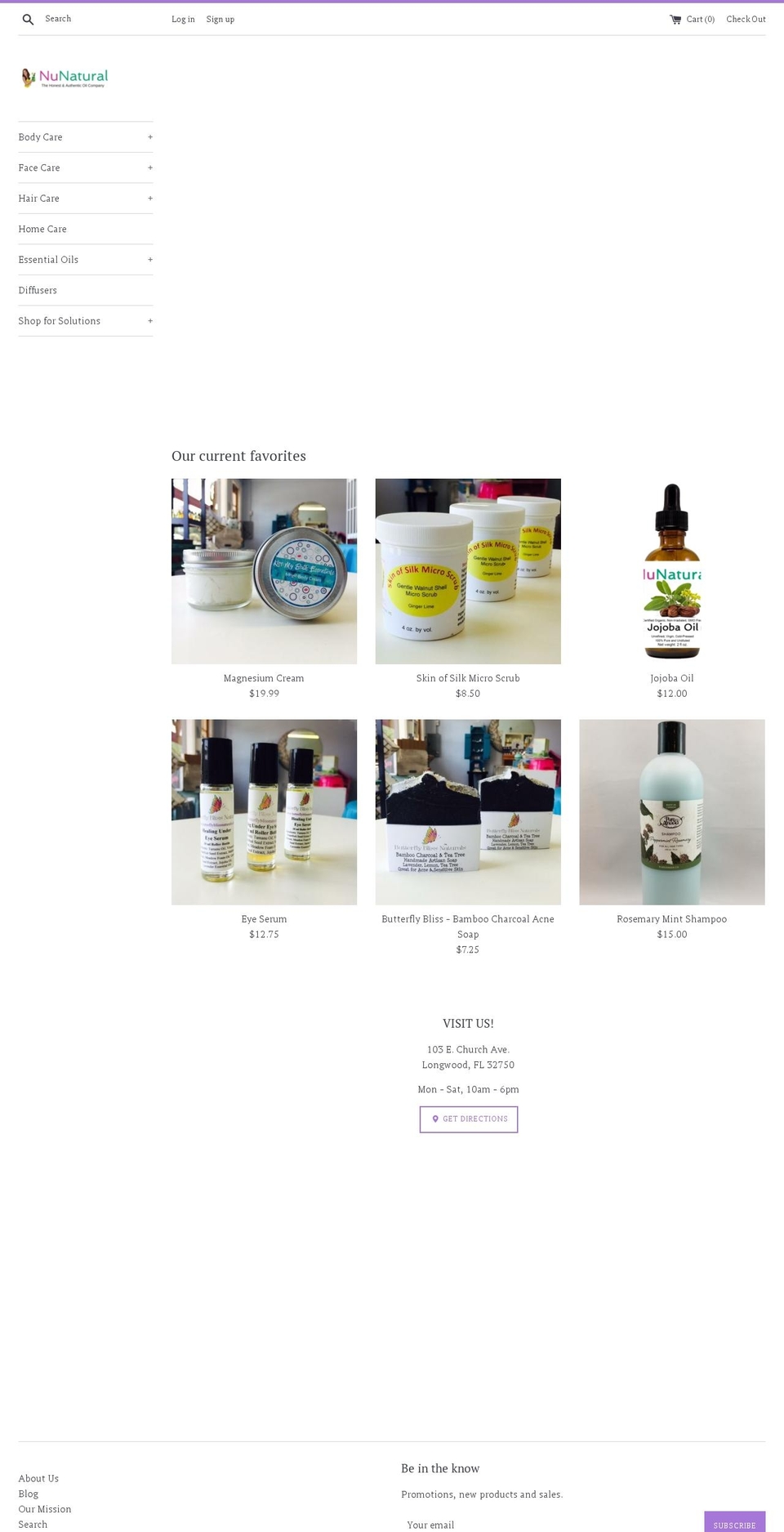 nunaturaloils.com — Shopify storefront screenshot