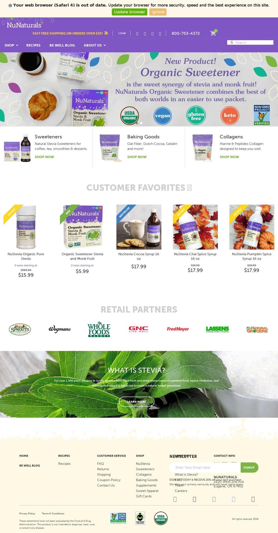 nunaturals.org shopify website screenshot