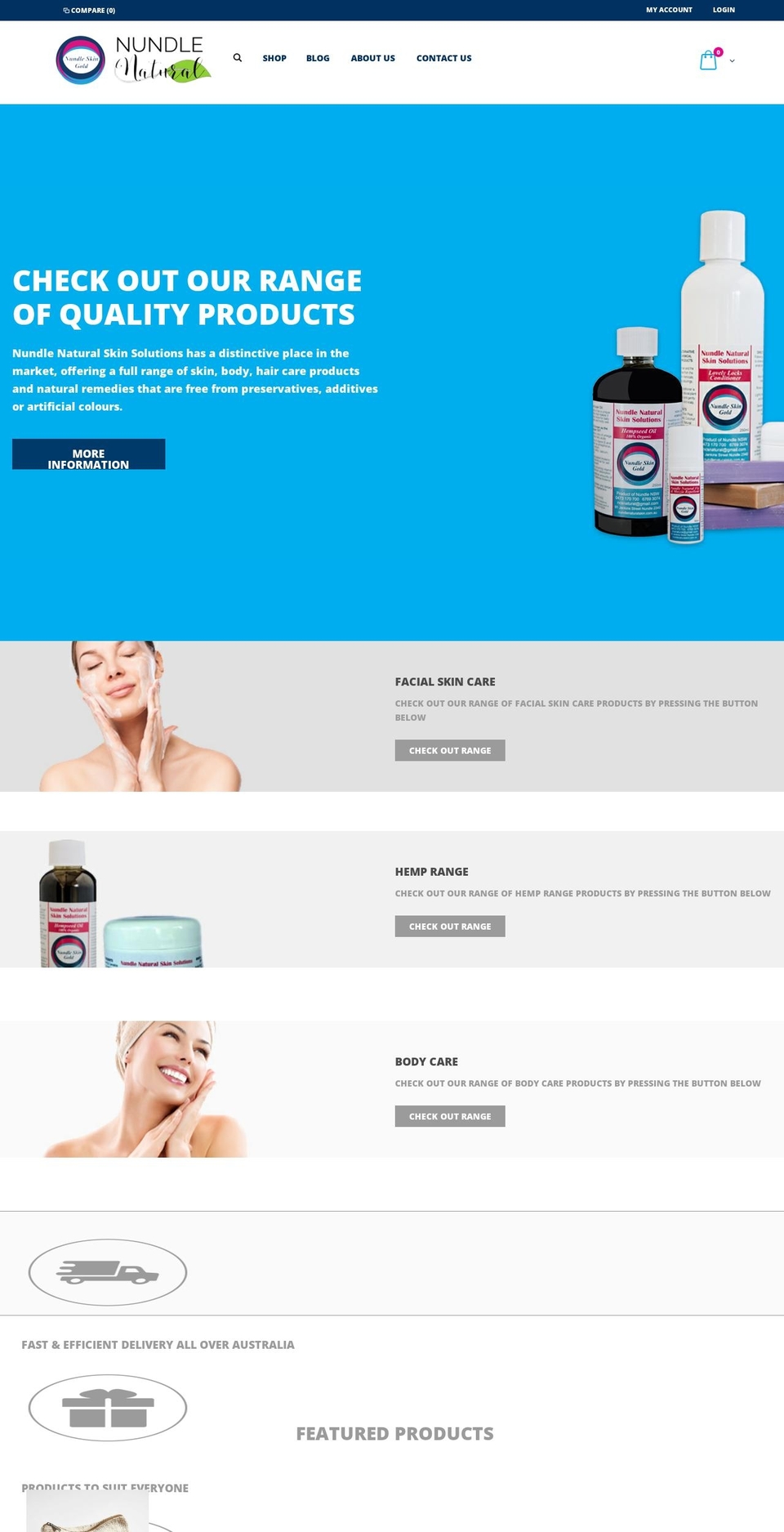nundlenaturalskin.com.au shopify website screenshot