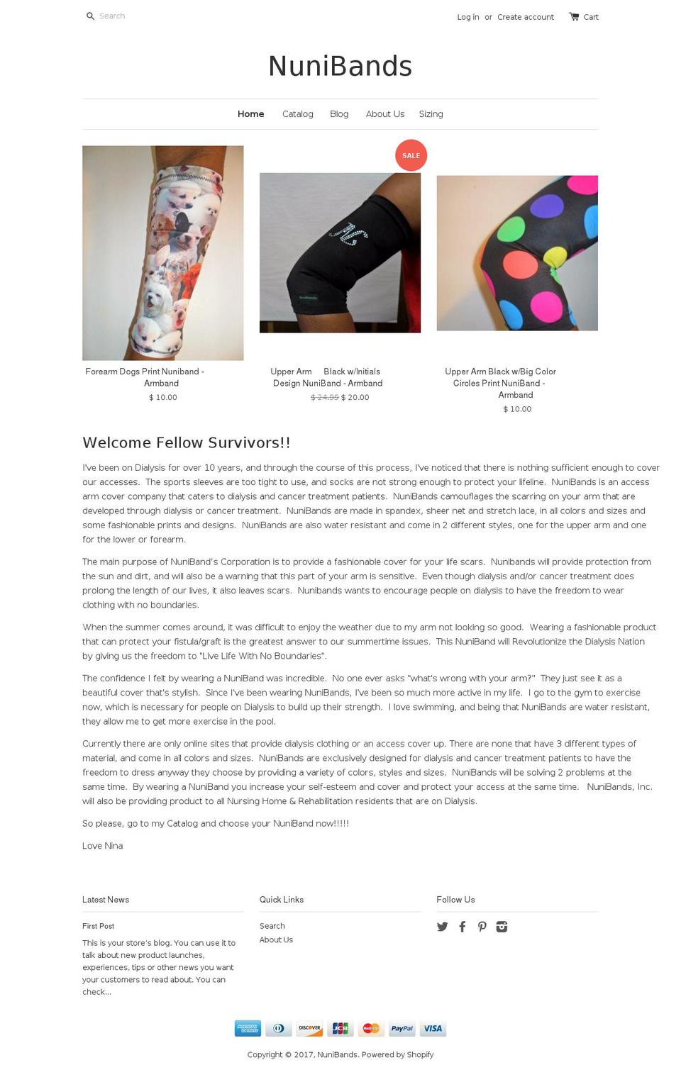 nunibands.com shopify website screenshot