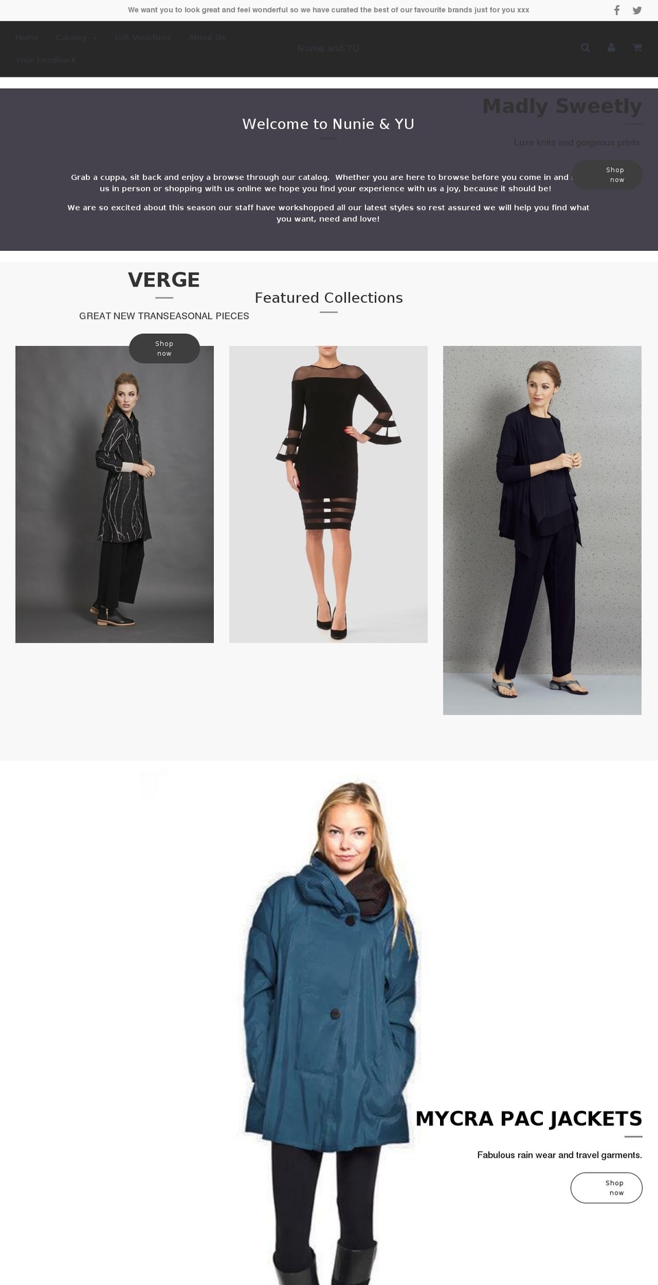 nunie.com.au shopify website screenshot