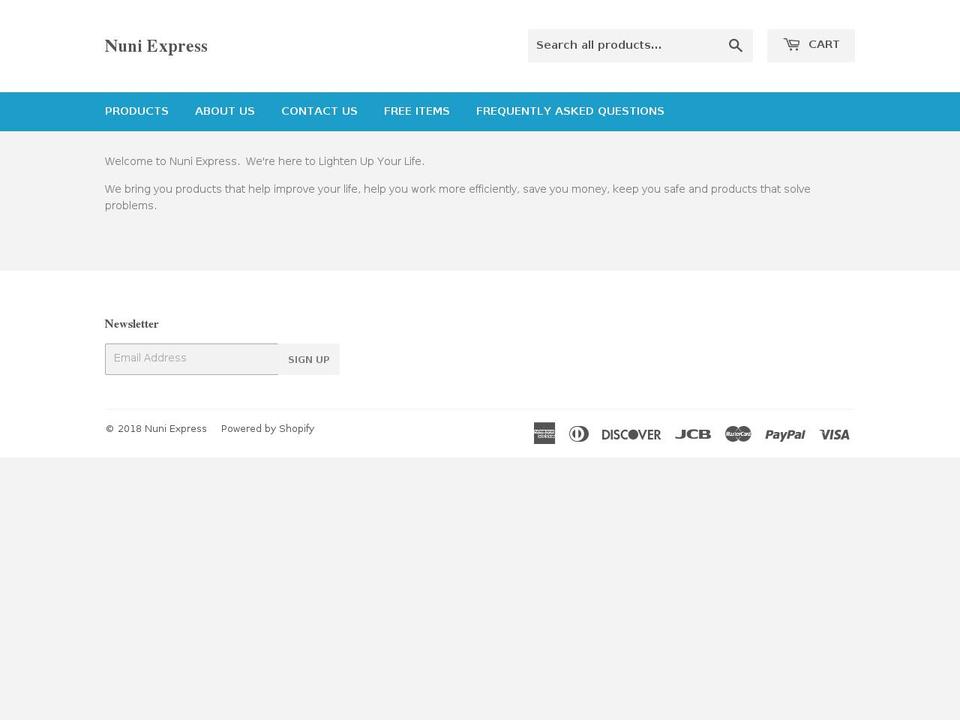nuniexpress.com shopify website screenshot