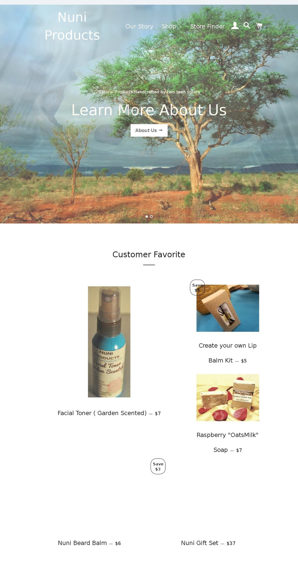 nuniproducts.com — Shopify storefront screenshot