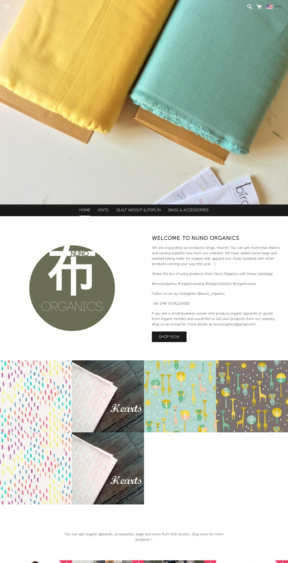 nuno-organics.com shopify website screenshot