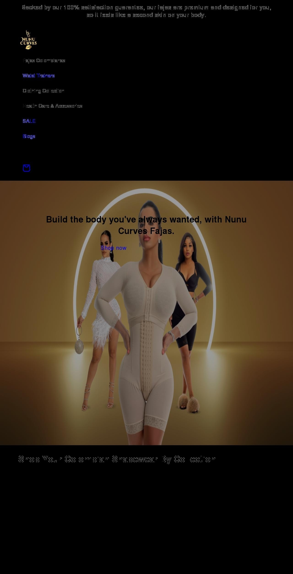 nunucurves.com shopify website screenshot