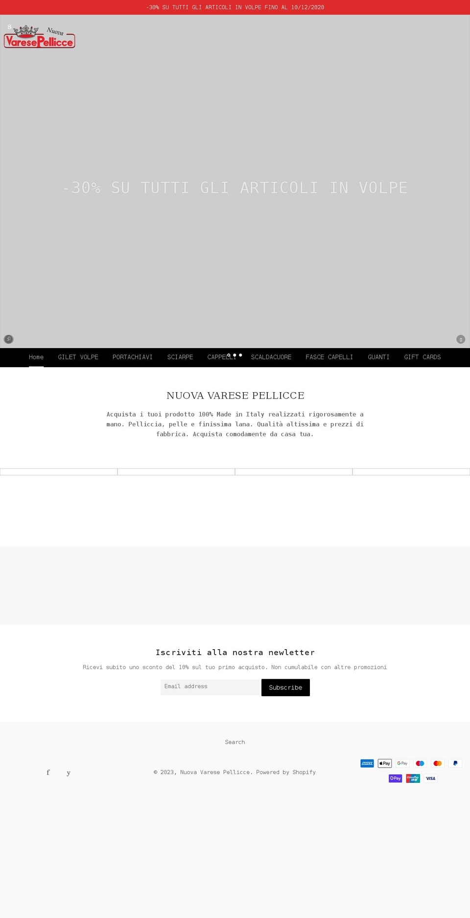 nuova-varese-pellicce.myshopify.com shopify website screenshot