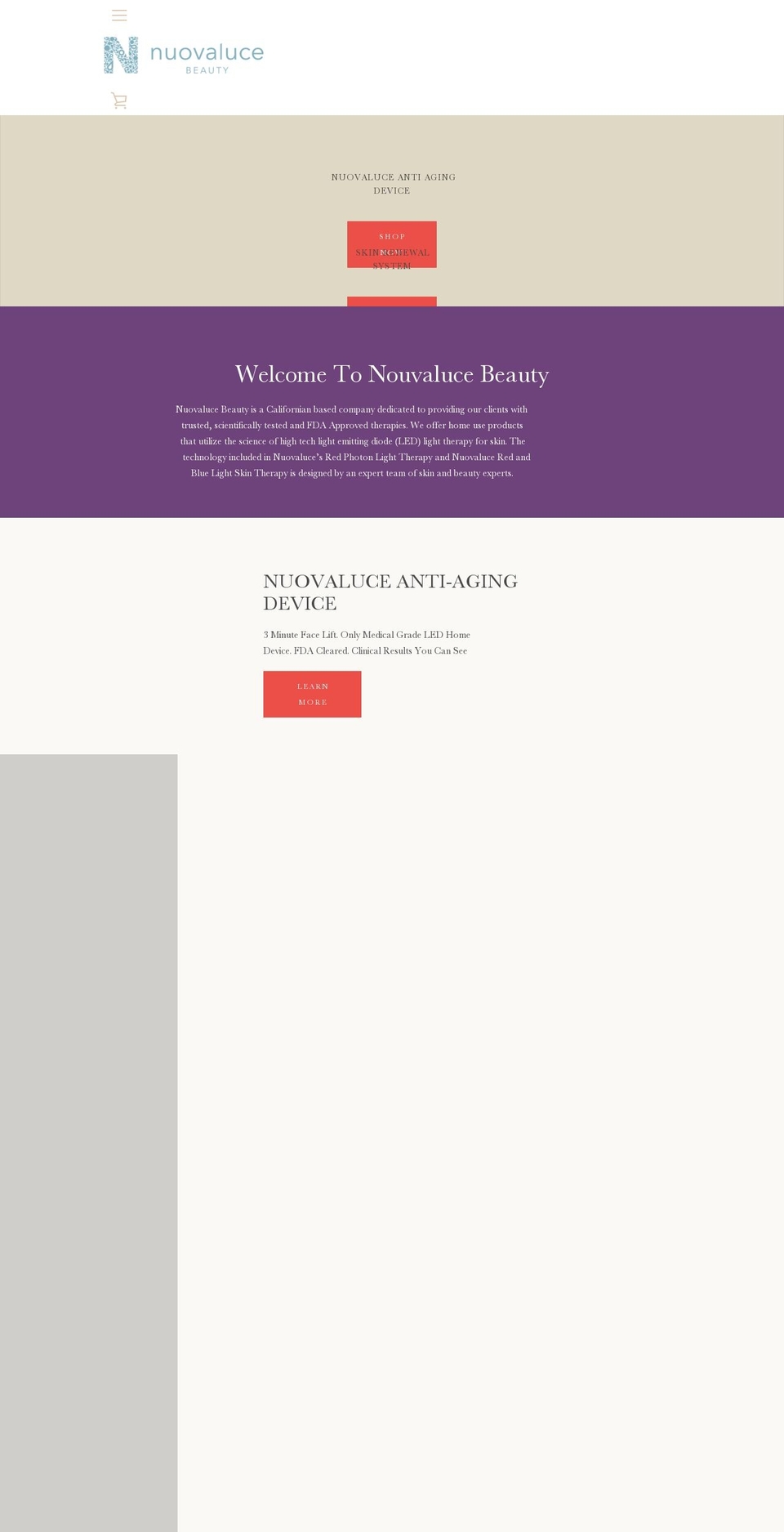 nuovalucebeauty.com — Shopify storefront screenshot