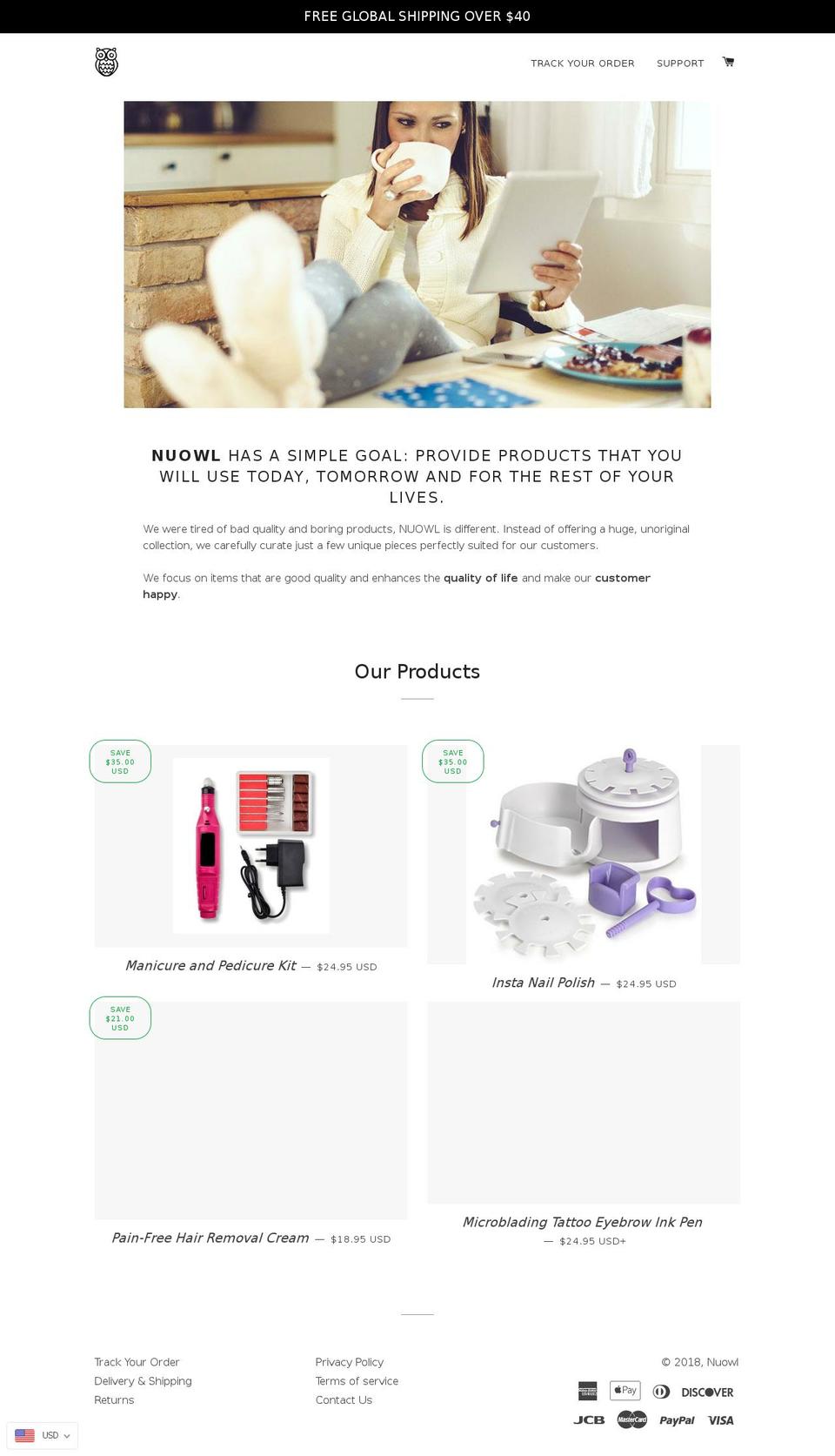 nuowl.com — Shopify storefront screenshot