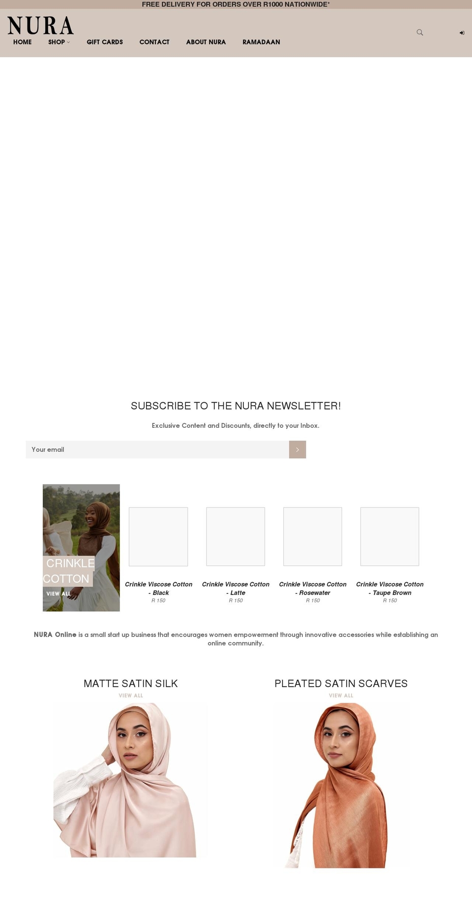 nura.co.za shopify website screenshot