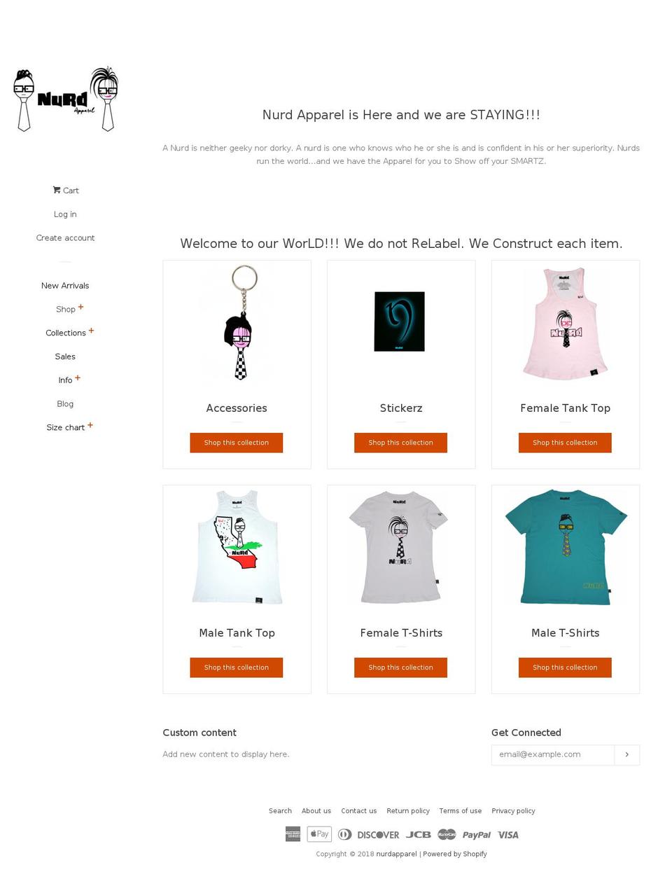 nurdapparel.com — Shopify storefront screenshot
