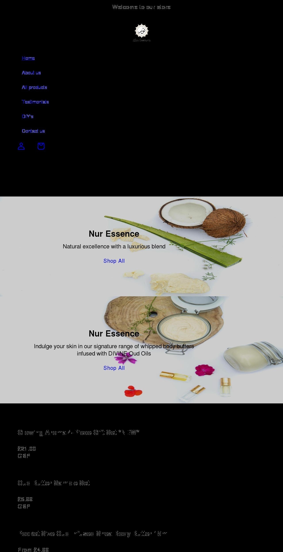 nuressence.com shopify website screenshot