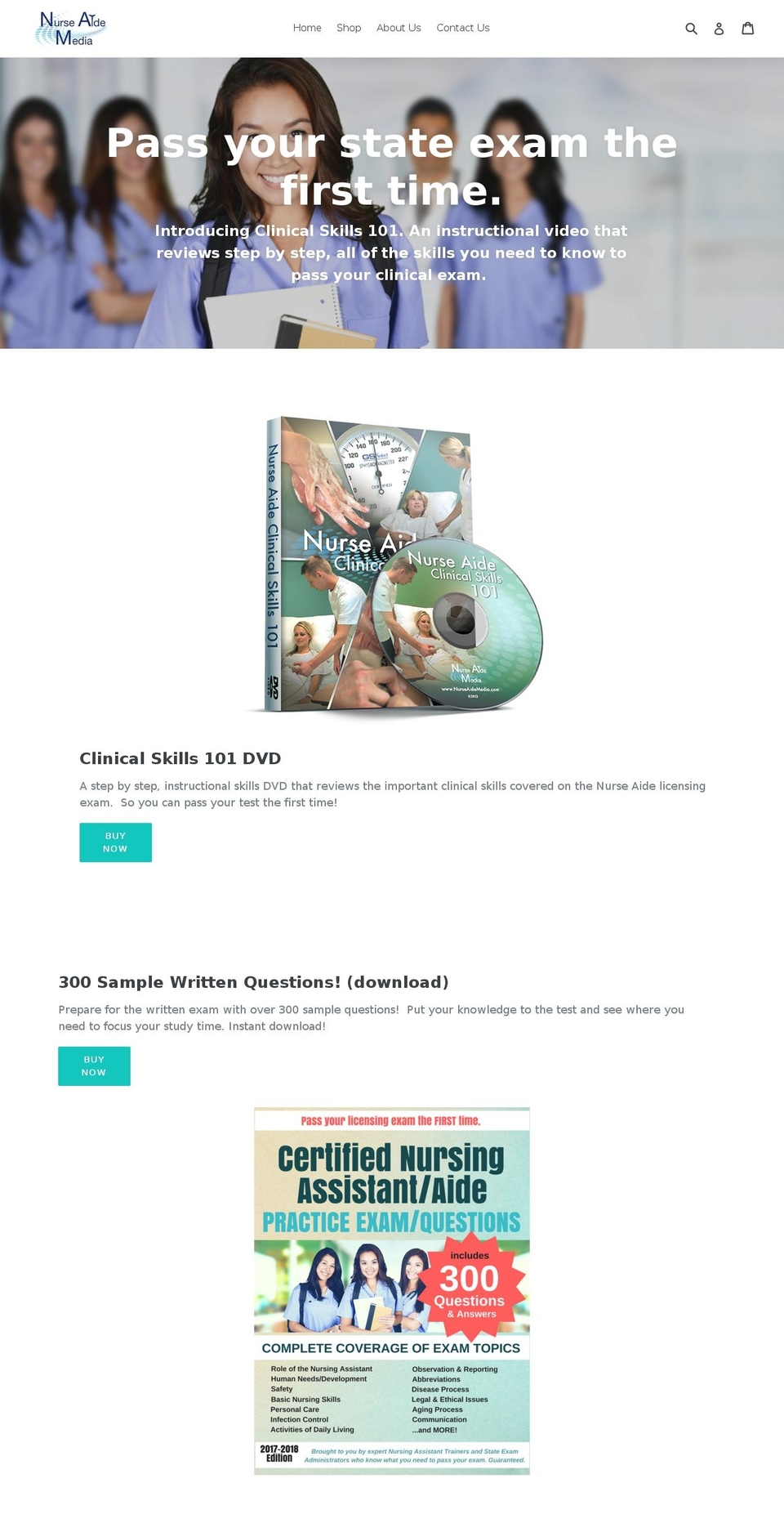 nurseaidemedia.com shopify website screenshot