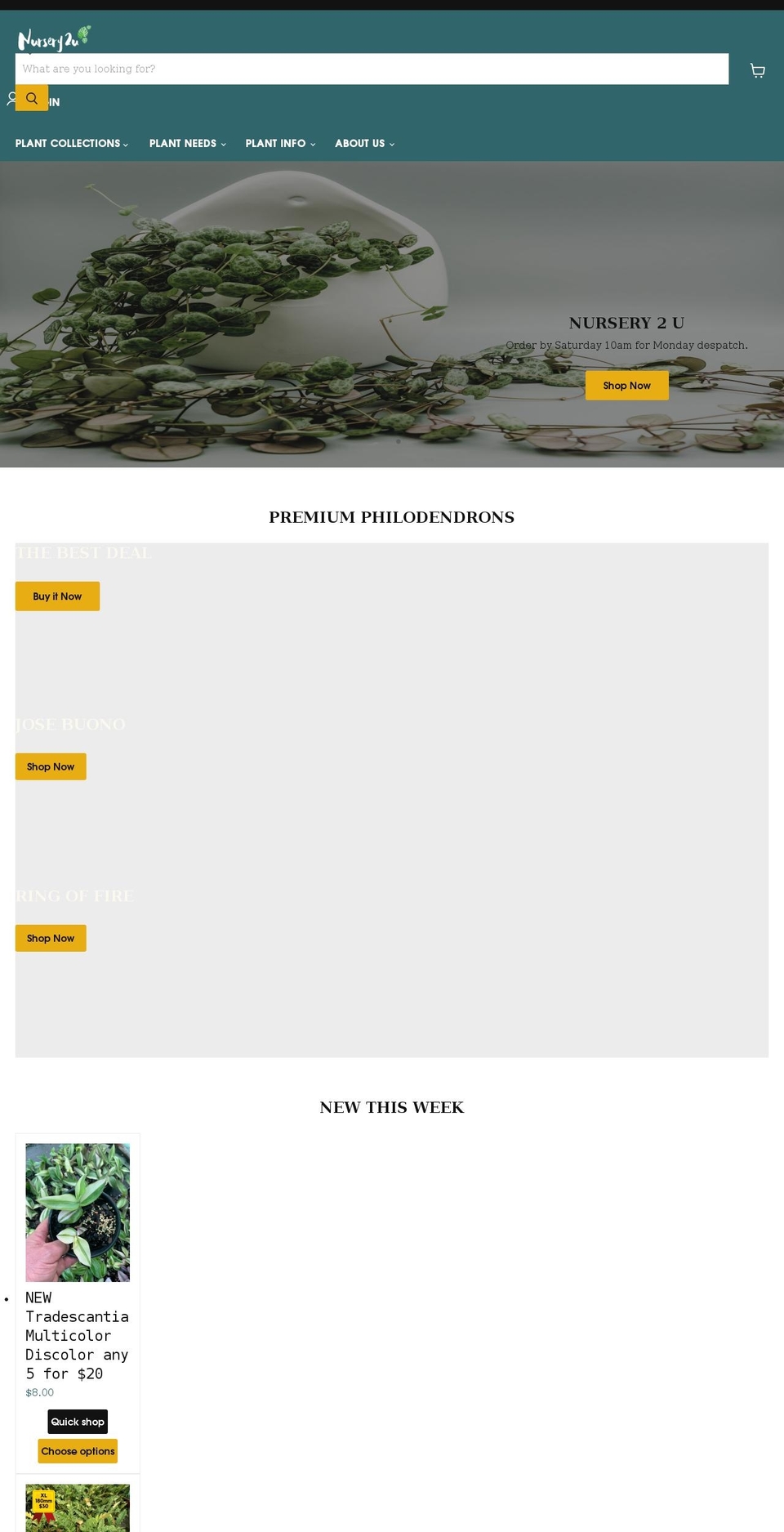 nursery2u.com.au shopify website screenshot