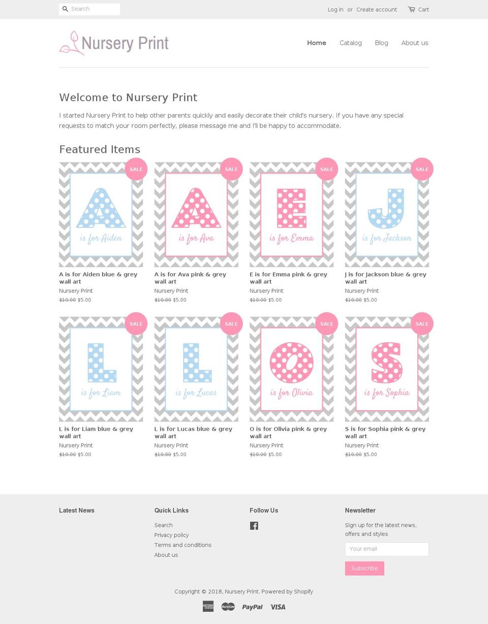 nurseryprint.com — Shopify storefront screenshot