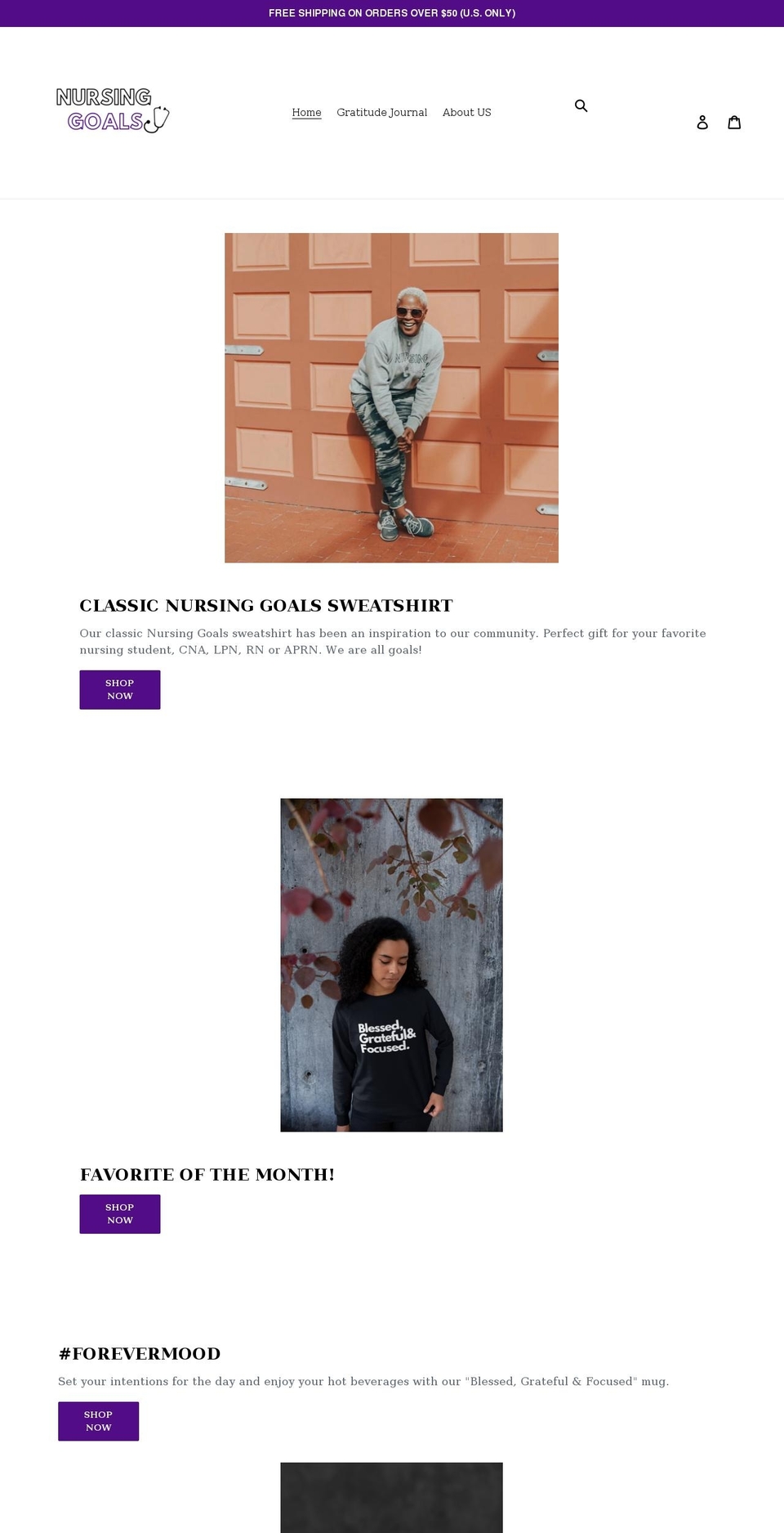 nursinggoals.com shopify website screenshot