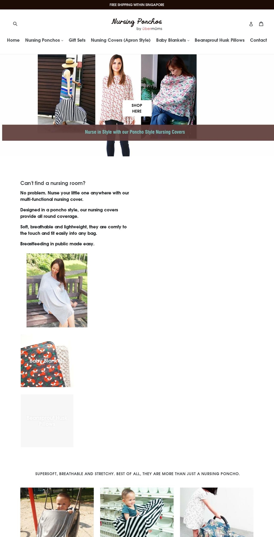 nursingponchos.com shopify website screenshot