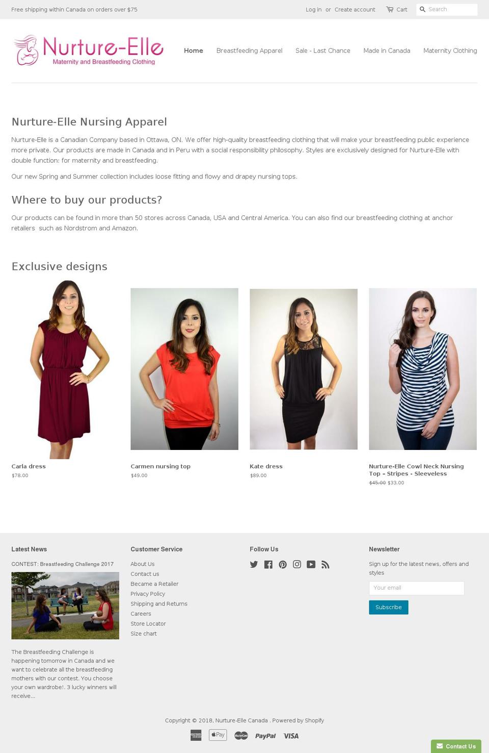 nurture-elle.ca shopify website screenshot