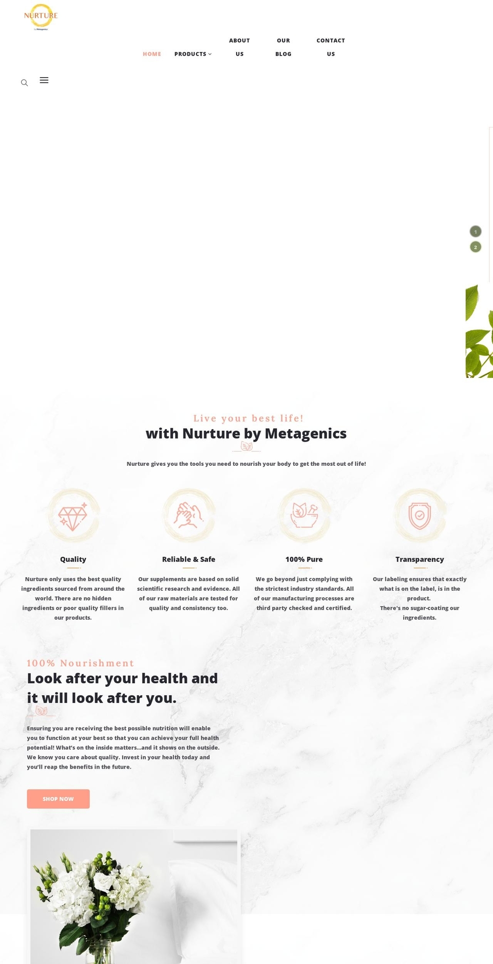 nurturebymetagenics.co.za shopify website screenshot