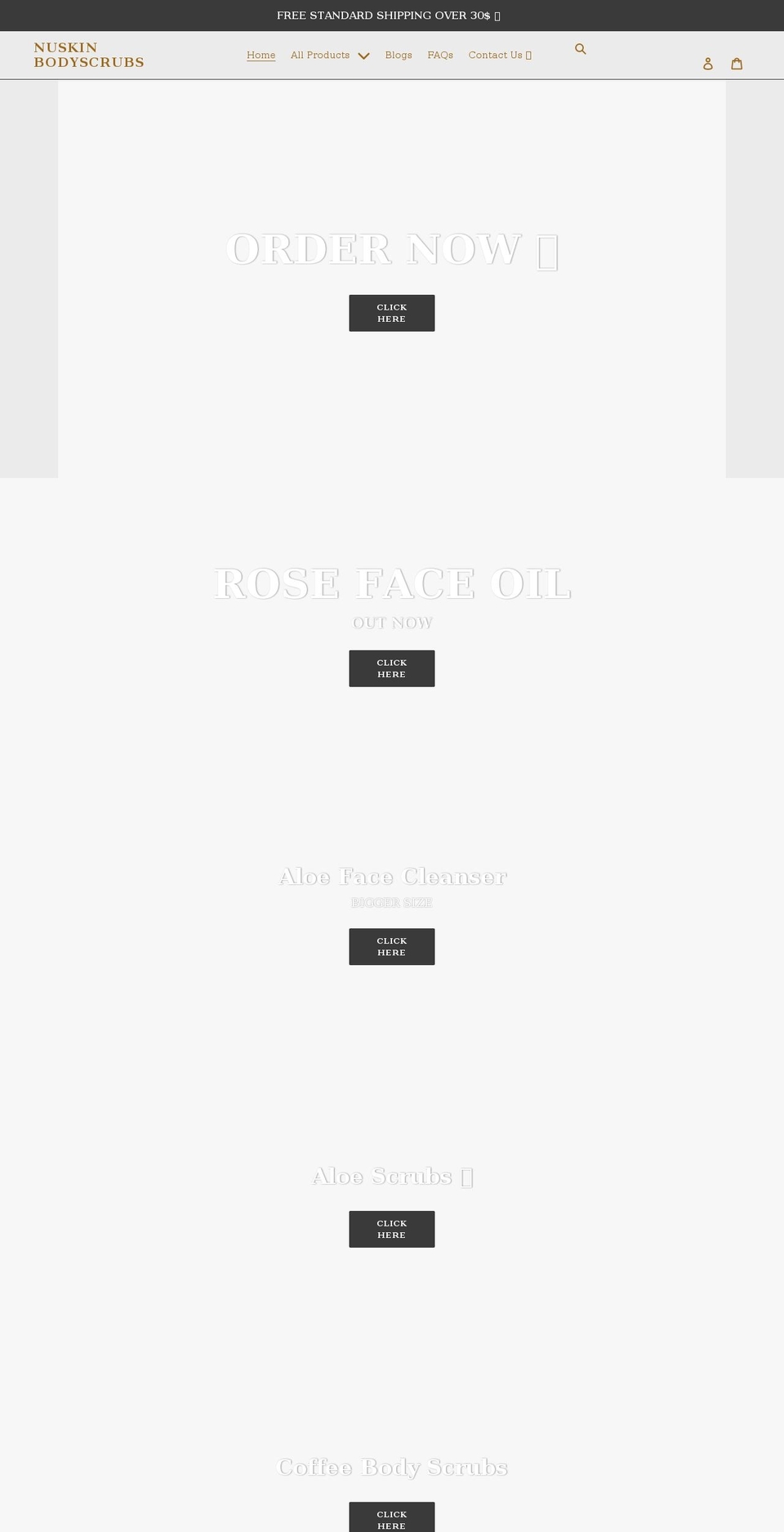 nuskinbodyscrubs.com shopify website screenshot