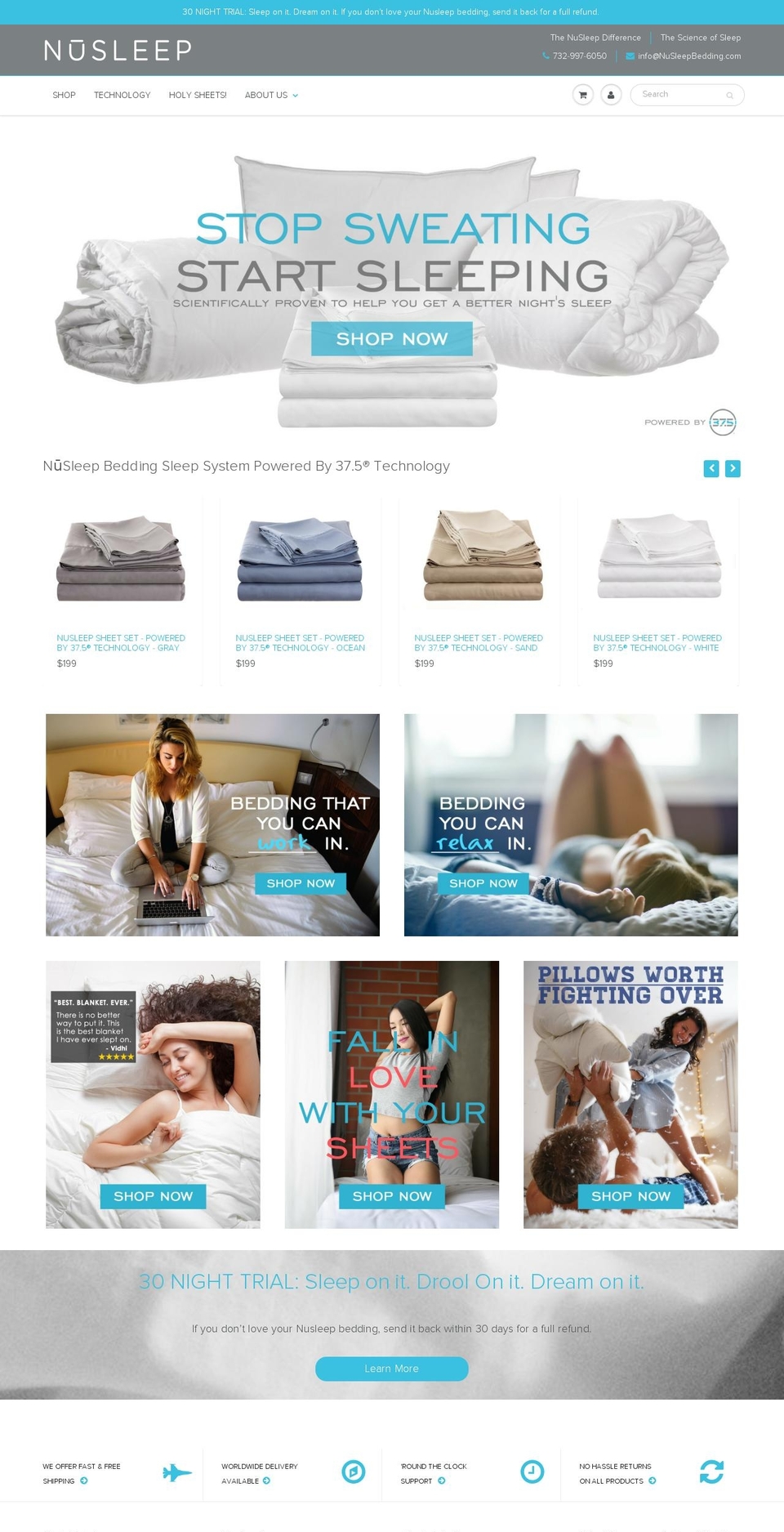 nusleepbedding.com shopify website screenshot