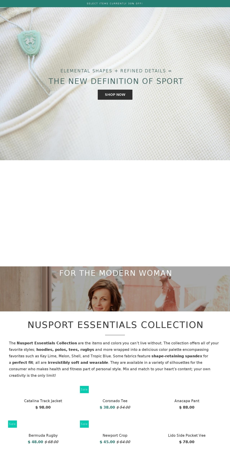 nusportstore.com shopify website screenshot