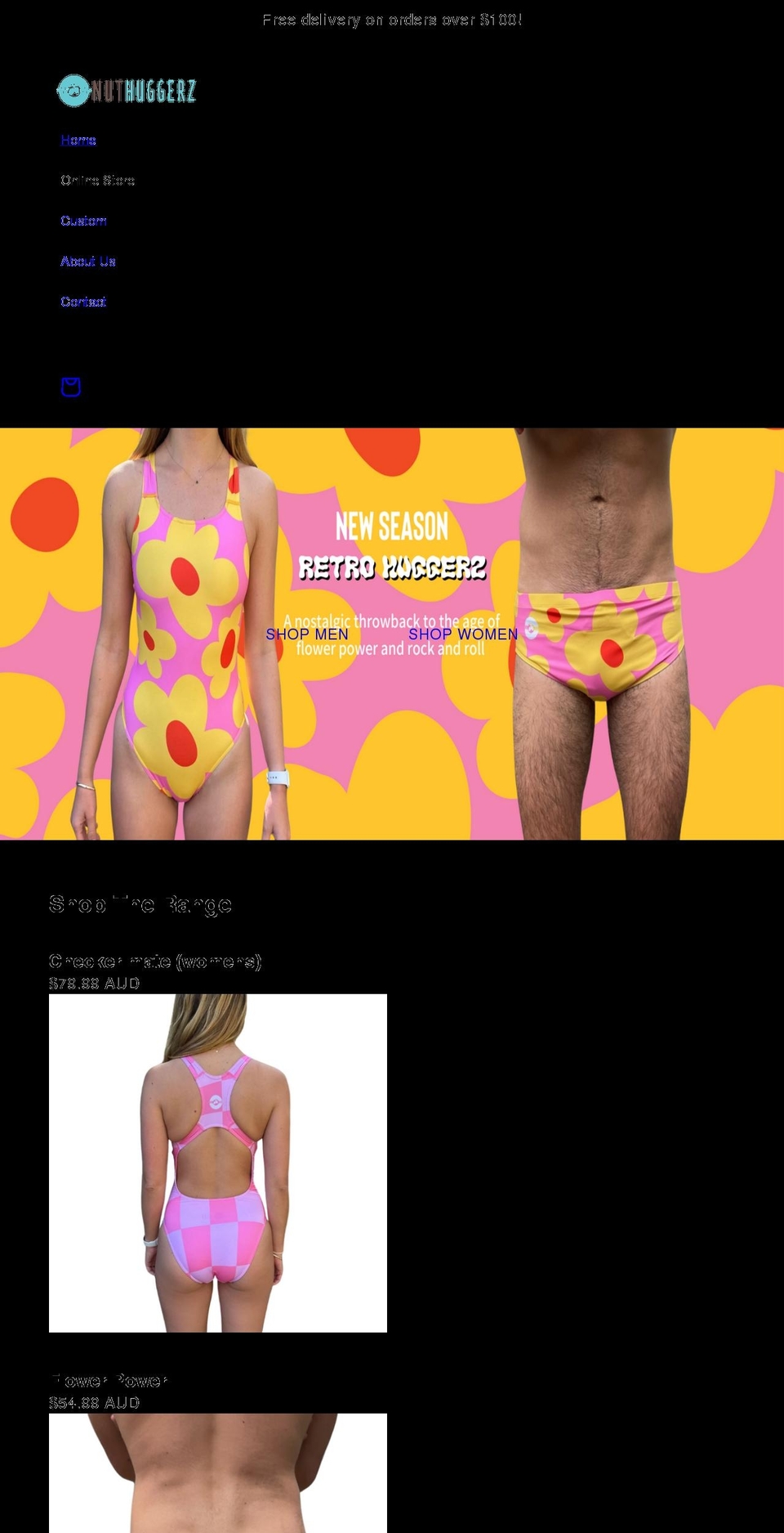 nut-huggerz.com shopify website screenshot