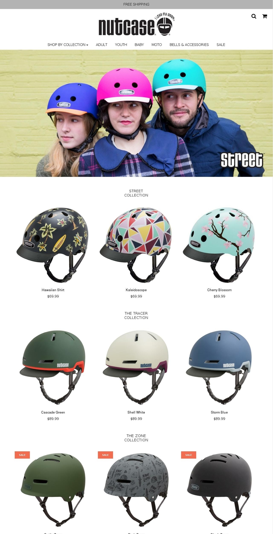 nutcasehelmets.co shopify website screenshot