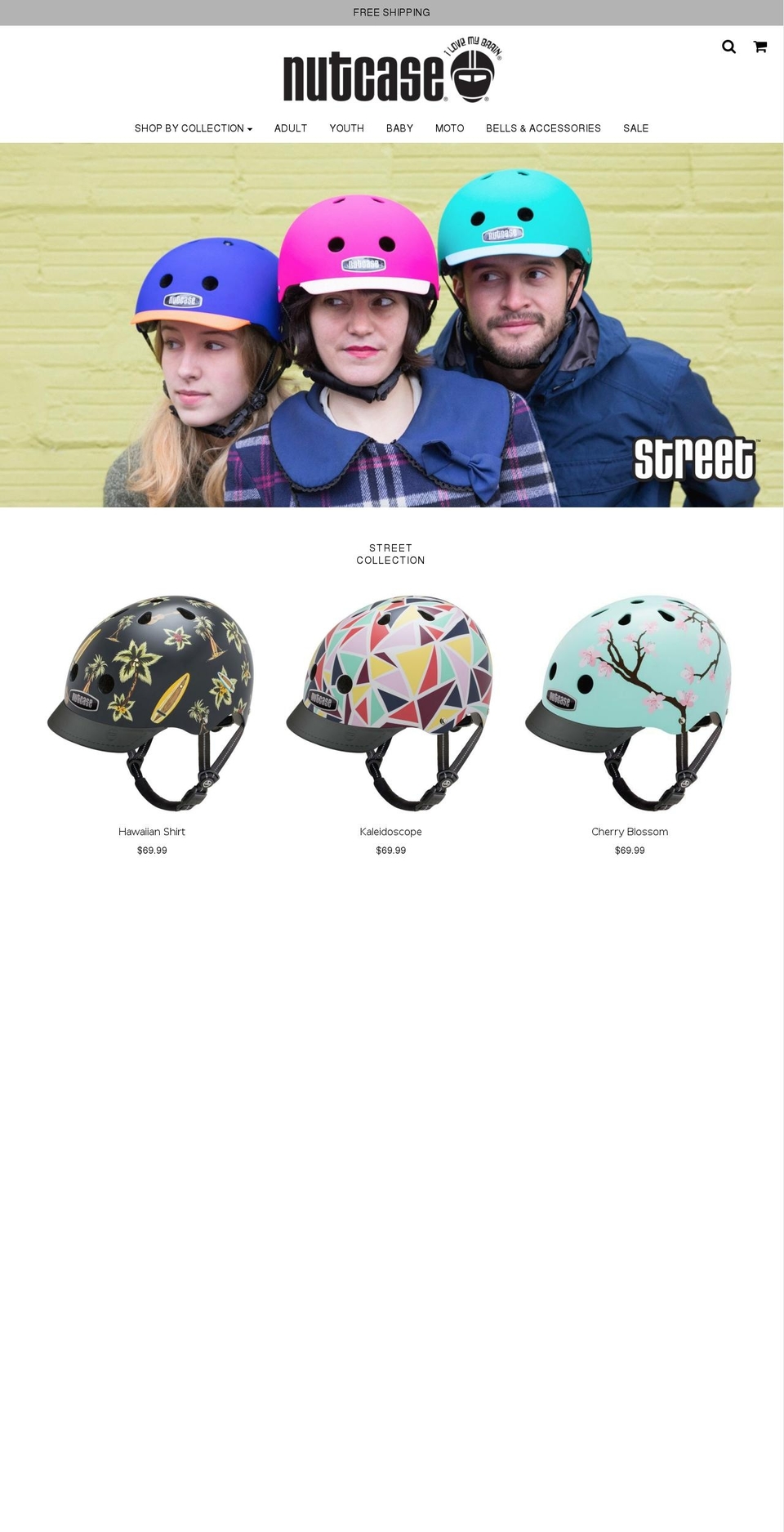 nutcasehelmets.us shopify website screenshot