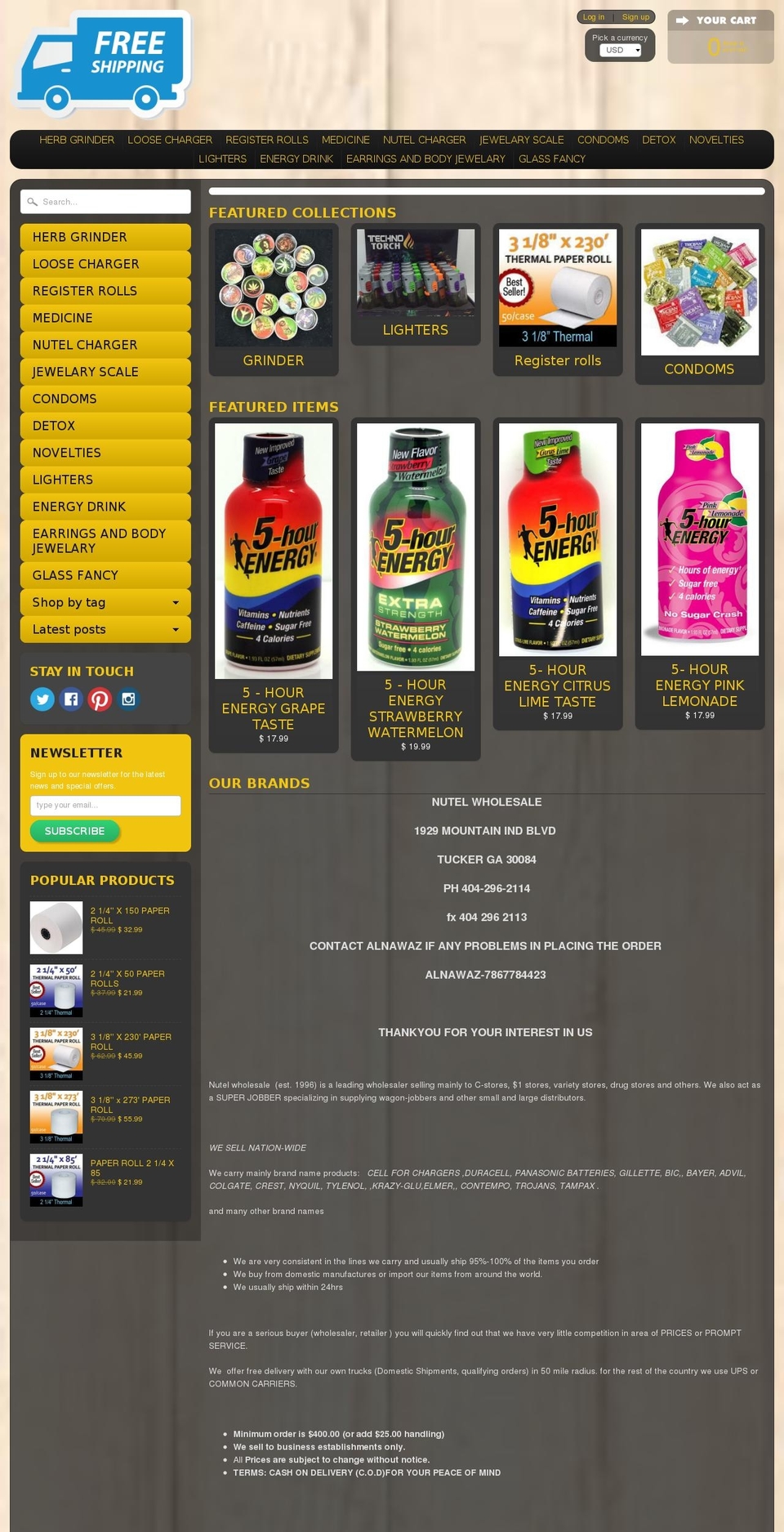 nutelwholesale.com shopify website screenshot